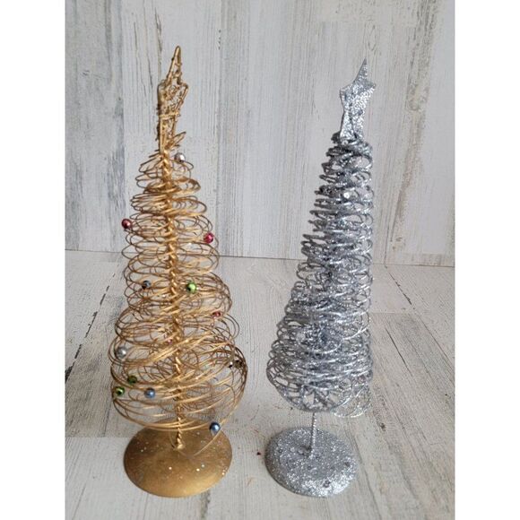 Golden wire sliver glitter tree star home decor Xmas set - Picture 6 of 9